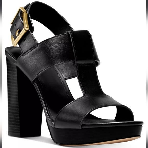 Michael Kors Shoes - MICHAEL Michael Kors Becker T-strap Leather Sandal Black 8.5